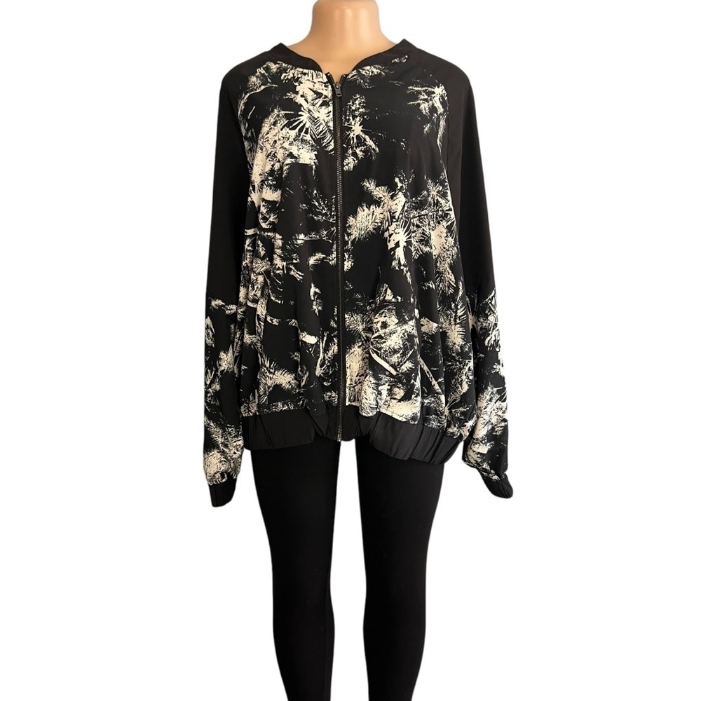 Torrid Lovesick Color Block Bomber Jacket Palms Black